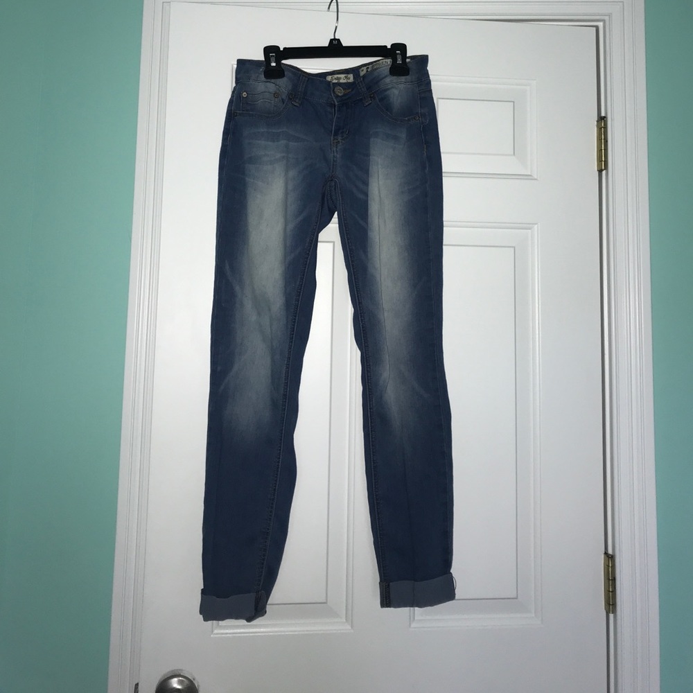 Cuffed Medium Wash Skinny Jeans
